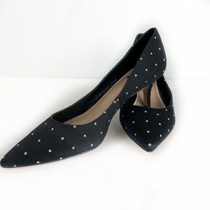 WHBM Phoebe Dotted Black Low Heel Pumps